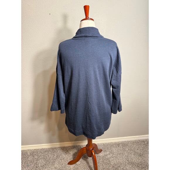 J. Jill Pure Jill Navy blue sweatshirt tunic open neck collar 3/4 sleeve Sz M - Picture 5 of 7